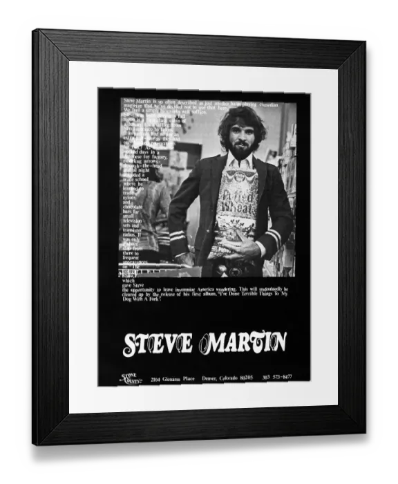 Framed Print : Steve Martin Advertisement And Bio