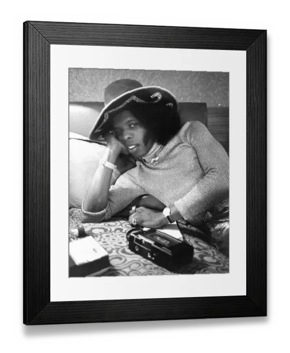 Framed Print : Sly Stone Portrait With A Hat On Framed Print : Sly Stone Portrait With A Hat On