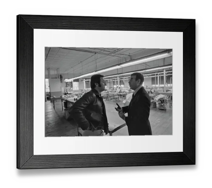 Framed Print : Tony Curtis Visits The Tom James Company Factory, Perth Amboy, New Jersey Framed Print : Tony Curtis Visits The Tom James Company Factory, Perth Amboy, New Jersey