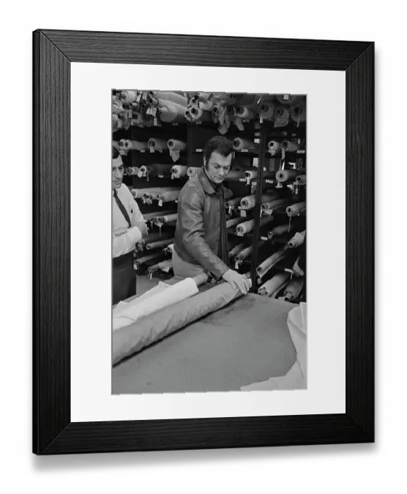 Framed Print : Tony Curtis Visits The Tom James Company Factory, Perth Amboy, New Jersey Framed Print : Tony Curtis Visits The Tom James Company Factory, Perth Amboy, New Jersey