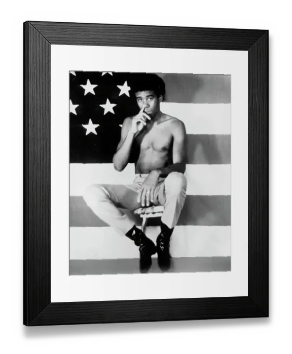 Framed Print : Richard Pryor In Front Of An American Flag Framed Print : Richard Pryor In Front Of An American Flag