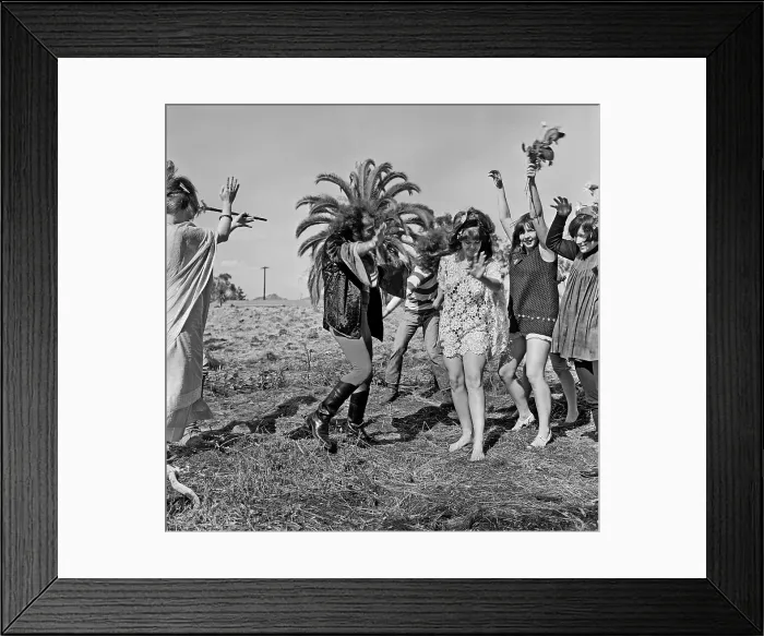 Framed Print : Hippies Dance In A Field Framed Print : Hippies Dance In A Field