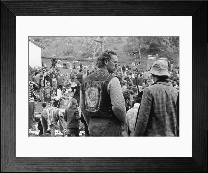 Framed Print : A generic man wearing a biker vest Framed Print : A generic man wearing a biker vest