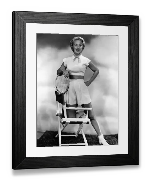 Framed Print : Dinah Shore Portrait with Tennis Racquet Framed Print : Dinah Shore Portrait with Tennis Racquet