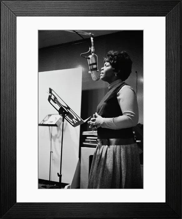 Framed Print : Ad Libs. Singer Mary Ann Thomas of American vocal group the Ad Libs recording Framed Print : Ad Libs. Singer Mary Ann Thomas of American vocal group the Ad Libs recording