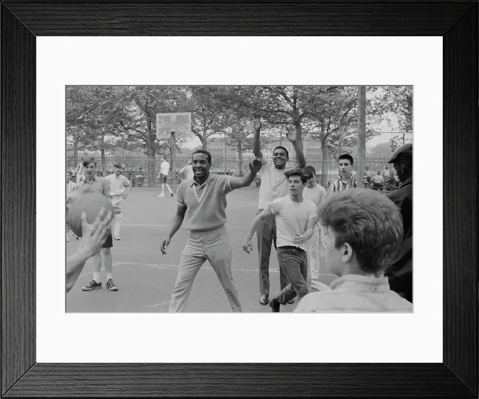 Framed Print : Four Tops. American vocal group the Four Tops take part in a sports event in New York City Framed Print : Four Tops. American vocal group the Four Tops take part in a sports event in New York City
