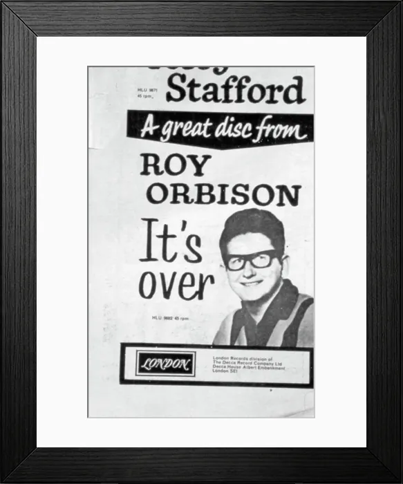 Framed Print : Roy Orbison Advertisement Framed Print : Roy Orbison Advertisement