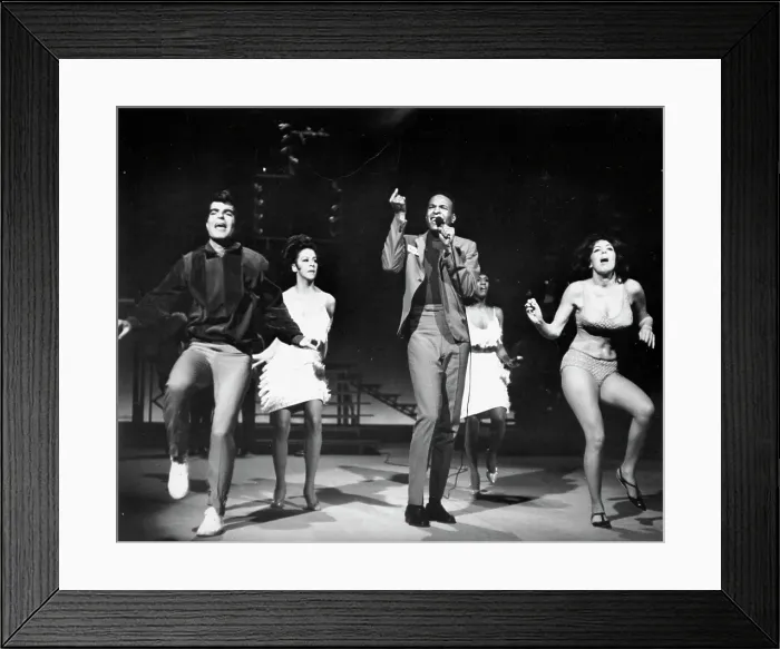Framed Print : Soul Singer On A TV Show With Dancers Framed Print : Soul Singer On A TV Show With Dancers