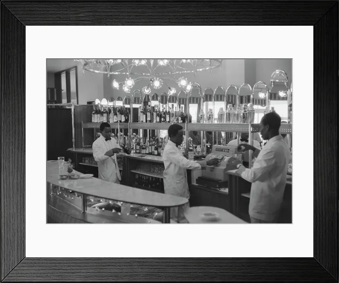 Framed Print : Lagos Bar. Bartenders in a bar in Lagos, Nigeria, circa 1962 Framed Print : Lagos Bar. Bartenders in a bar in Lagos, Nigeria, circa 1962