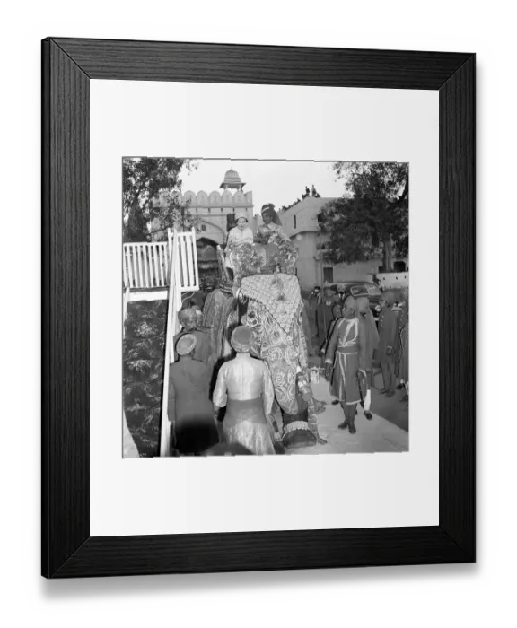 Framed Print : Queen Elizabeth II Rides An Elephant Framed Print : Queen Elizabeth II Rides An Elephant
