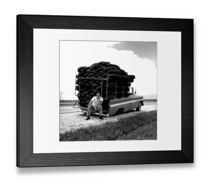 Framed Print : Truck With Flat Tire Framed Print : Truck With Flat Tire
