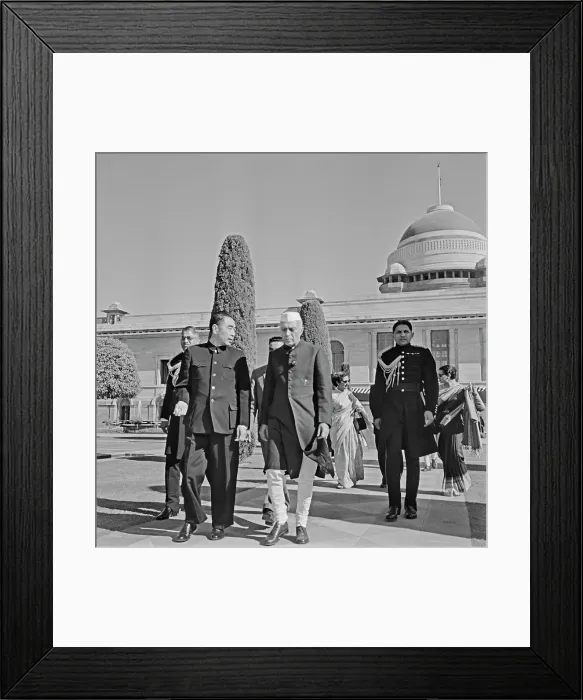 Framed Print : Zhou Enlai Visits India