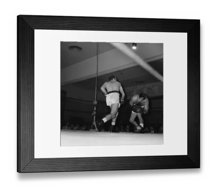 Framed Print : Boxing. LOS ANGELES, CA - CIRCA 1957: A view of two boxers in a boxing Framed Print : Boxing. LOS ANGELES, CA - CIRCA 1957: A view of two boxers in a boxing