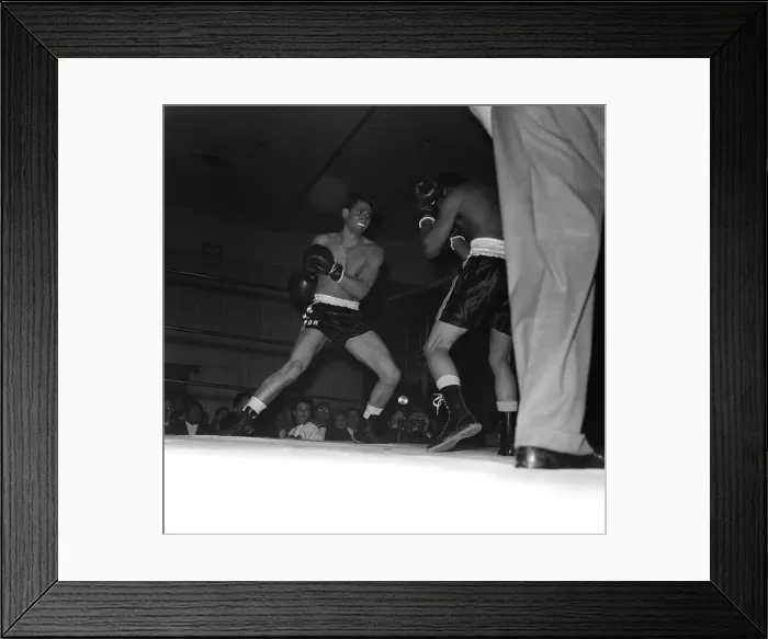 Framed Print : Boxing. LOS ANGELES, CA - CIRCA 1957: A view of two boxers in a boxing Framed Print : Boxing. LOS ANGELES, CA - CIRCA 1957: A view of two boxers in a boxing