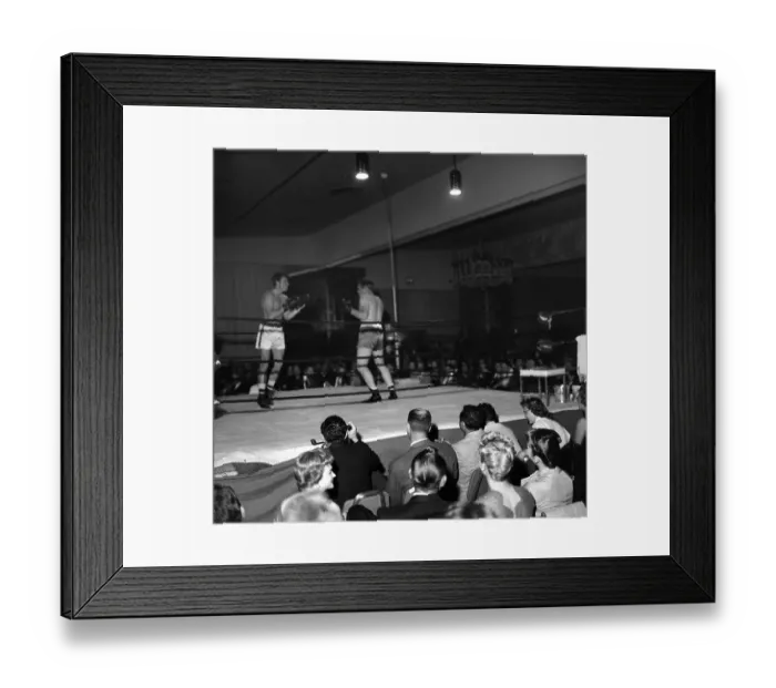 Framed Print : Boxing. LOS ANGELES, CA - CIRCA 1957: A view of two boxers in a boxing Framed Print : Boxing. LOS ANGELES, CA - CIRCA 1957: A view of two boxers in a boxing
