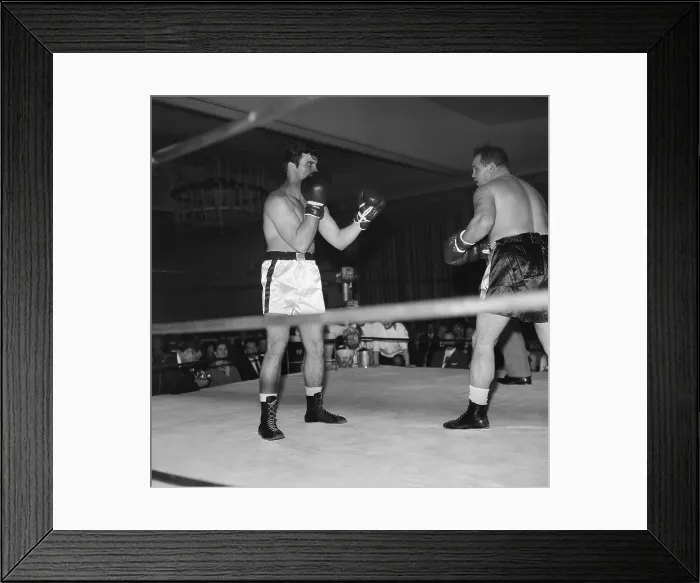 Framed Print : Boxing. LOS ANGELES, CA - CIRCA 1957: A view of two boxers in a boxing Framed Print : Boxing. LOS ANGELES, CA - CIRCA 1957: A view of two boxers in a boxing