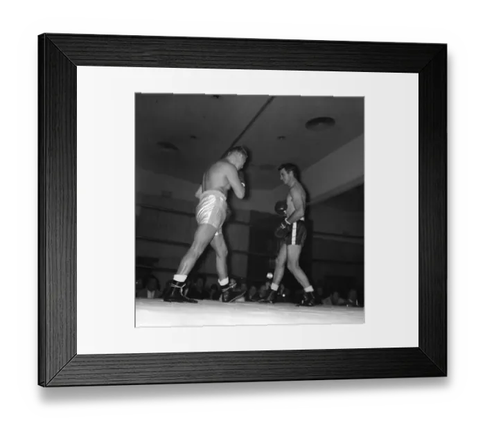 Framed Print : Boxing. LOS ANGELES, CA - CIRCA 1957: A view of two boxers in a boxing Framed Print : Boxing. LOS ANGELES, CA - CIRCA 1957: A view of two boxers in a boxing