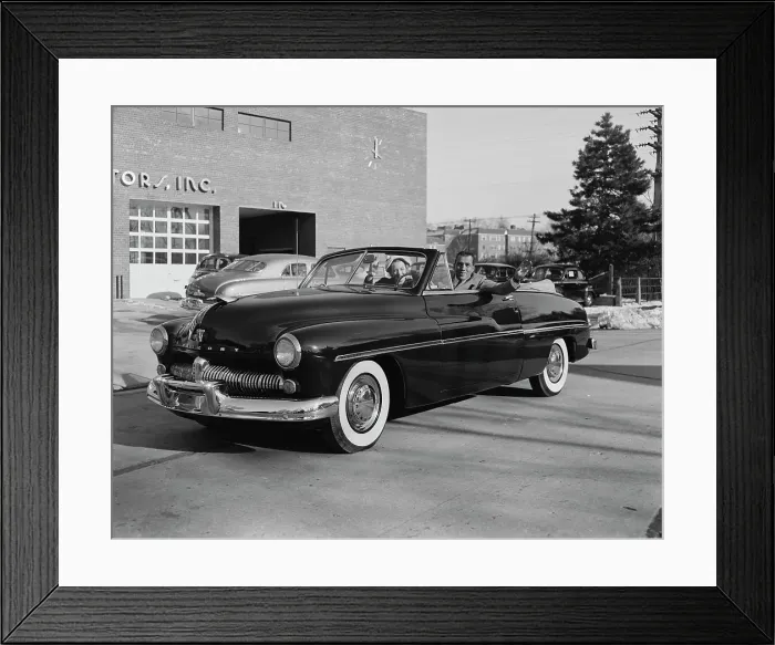 Framed Print : Used Car. A couple driving a Mercury Montclair car from a used car lot in the USA, 1955 Framed Print : Used Car. A couple driving a Mercury Montclair car from a used car lot in the USA, 1955