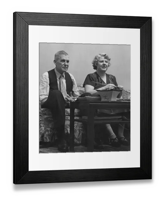 Framed Print : Couple Watching TV Framed Print : Couple Watching TV