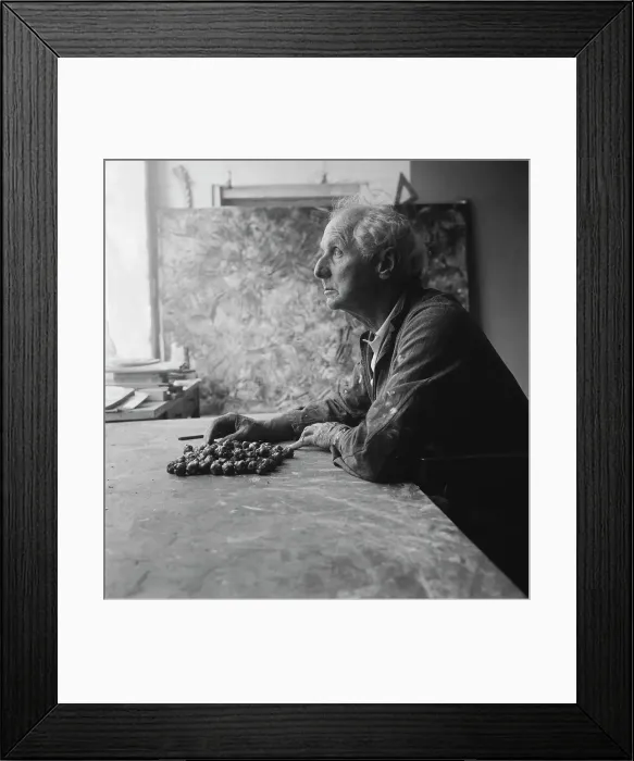 Framed Print : Max Ernst. German artist Max Ernst (1891 - 1976) at his studio in France, circa 1955