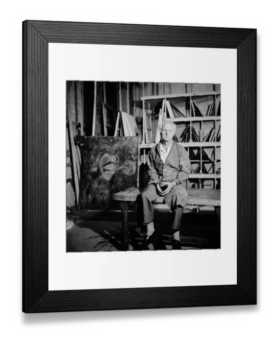 Framed Print : Max Ernst. German artist Max Ernst (1891 - 1976) with one of his works Framed Print : Max Ernst. German artist Max Ernst (1891 - 1976) with one of his works