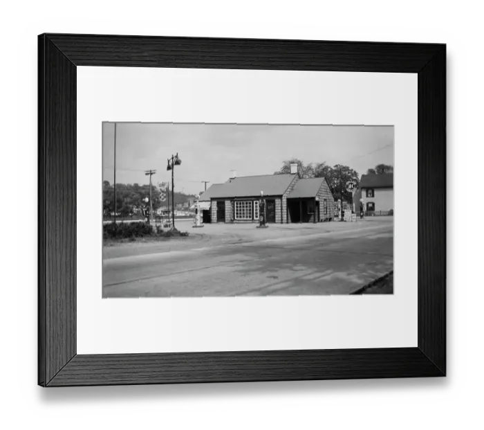 Framed Print : 1920s Gas Station