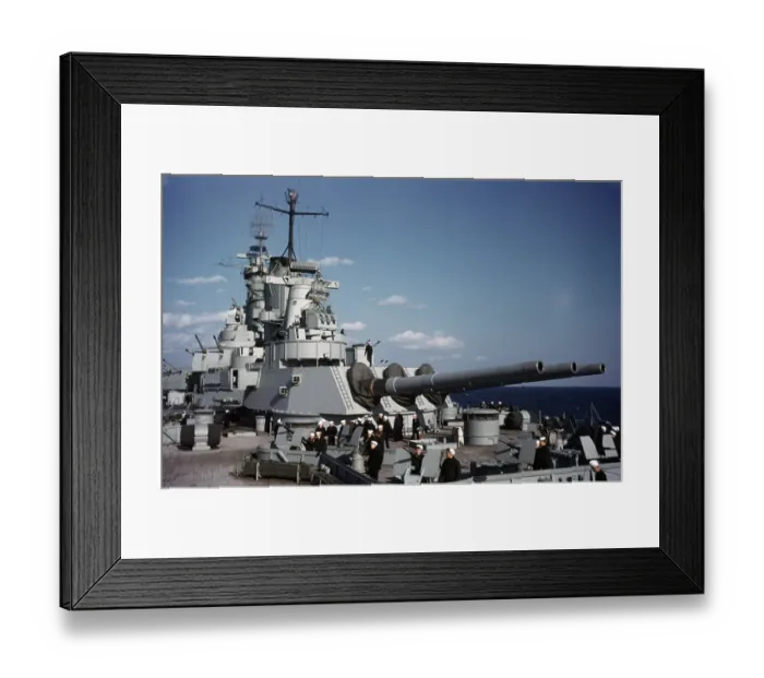 Framed Print : USS Iowa. ATLANTIC OCEAN - 1943: Sailors on the deck of the US Naval Battleship Framed Print : USS Iowa. ATLANTIC OCEAN - 1943: Sailors on the deck of the US Naval Battleship