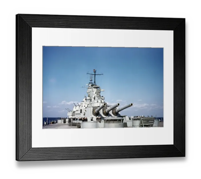 Framed Print : USS Iowa. ATLANTIC OCEAN - 1943: Sailors on the deck of the US Naval Battleship Framed Print : USS Iowa. ATLANTIC OCEAN - 1943: Sailors on the deck of the US Naval Battleship