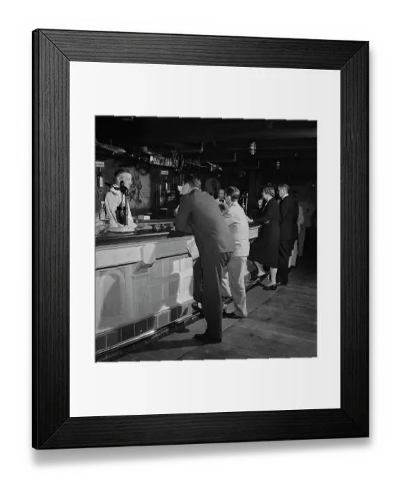 Framed Print : 21 Club. Customers standing at the bar in the 21 Club, restaurant Framed Print : 21 Club. Customers standing at the bar in the 21 Club, restaurant