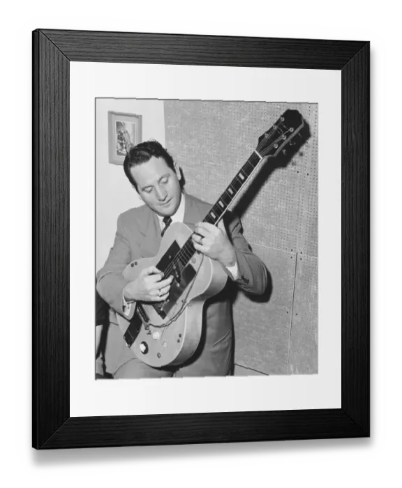 Framed Print : Les Paul Portrait With A Guitar Framed Print : Les Paul Portrait With A Guitar