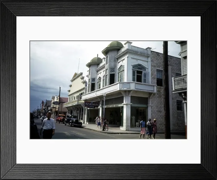 Framed Print : KEY WEST, FL - CIRCA 1946: A street view of a Florehiem shop in Key West, Florida Framed Print : KEY WEST, FL - CIRCA 1946: A street view of a Florehiem shop in Key West, Florida