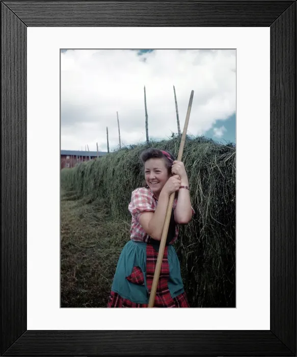 Framed Print : NORWAY - JULY 1946: A portrait of a farm girl in Norway Framed Print : NORWAY - JULY 1946: A portrait of a farm girl in Norway