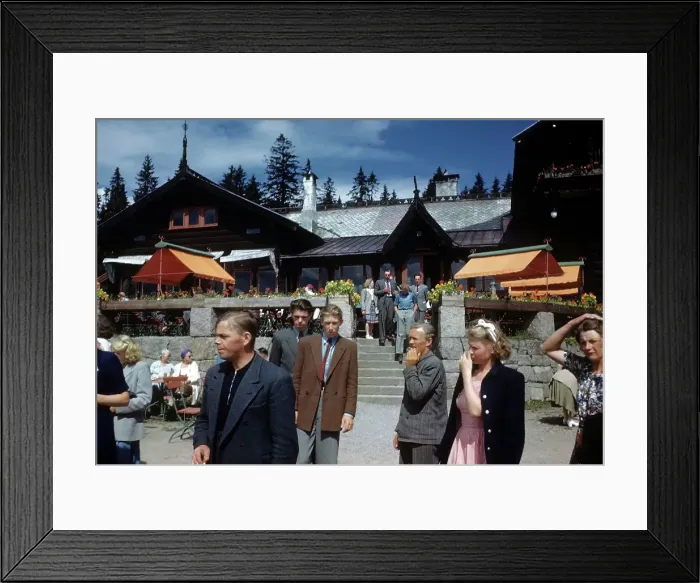 Framed Print : NORWAY - JULY 1946: A view of a lodge in Norway Framed Print : NORWAY - JULY 1946: A view of a lodge in Norway