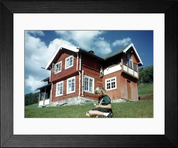 Framed Print : NORWAY - JULY 1946: A view of a farmhouse in Norway Framed Print : NORWAY - JULY 1946: A view of a farmhouse in Norway