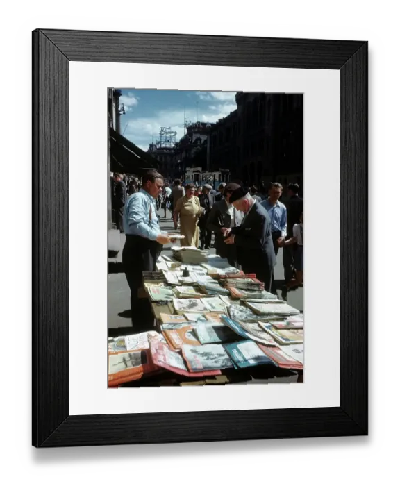 Framed Print : NORWAY - JULY 1946: A view of a street vendor in Norway Framed Print : NORWAY - JULY 1946: A view of a street vendor in Norway