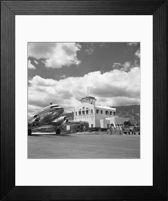 Framed Print : Pan Am. PORT-AU-PRINCE, HAITI - CIRCA 1947: A Pam Am Clipper sits on the Framed Print : Pan Am. PORT-AU-PRINCE, HAITI - CIRCA 1947: A Pam Am Clipper sits on the