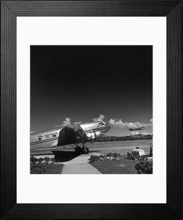 Framed Print : Pan Am. PORT-AU-PRINCE, HAITI - CIRCA 1947: A Pam Am Clipper sits on the Framed Print : Pan Am. PORT-AU-PRINCE, HAITI - CIRCA 1947: A Pam Am Clipper sits on the