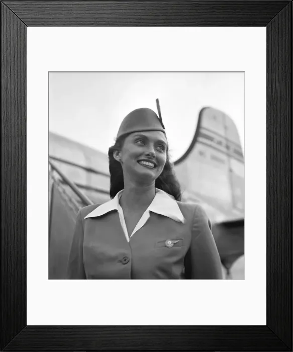 Framed Print : Pan Am. SAN JUAN, PUERTO RICO - CIRCA 1947: A Pan American Airways Stewardess Framed Print : Pan Am. SAN JUAN, PUERTO RICO - CIRCA 1947: A Pan American Airways Stewardess