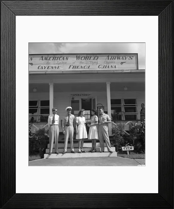 Framed Print : Pan Am. CAYENNE, FRENCH GUIANA - CIRCA 1947: A Pan American Airways flight