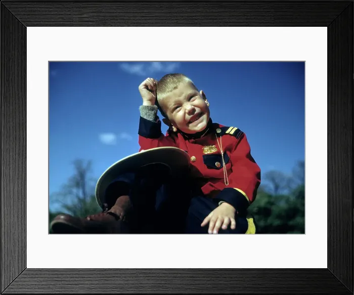 Framed Print : Boy Wears Canadian Mountie Uniform Framed Print : Boy Wears Canadian Mountie Uniform