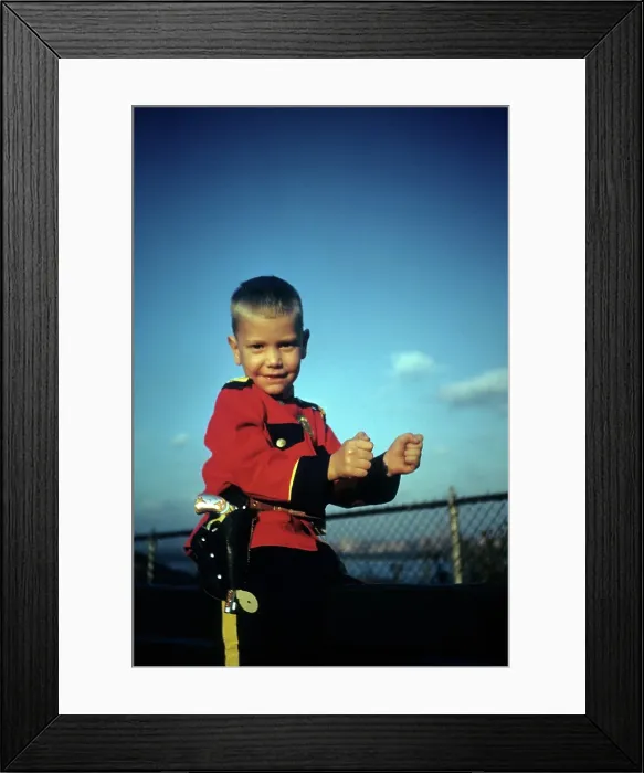 Framed Print : Boy Wears Canadian Mountie Uniform Framed Print : Boy Wears Canadian Mountie Uniform