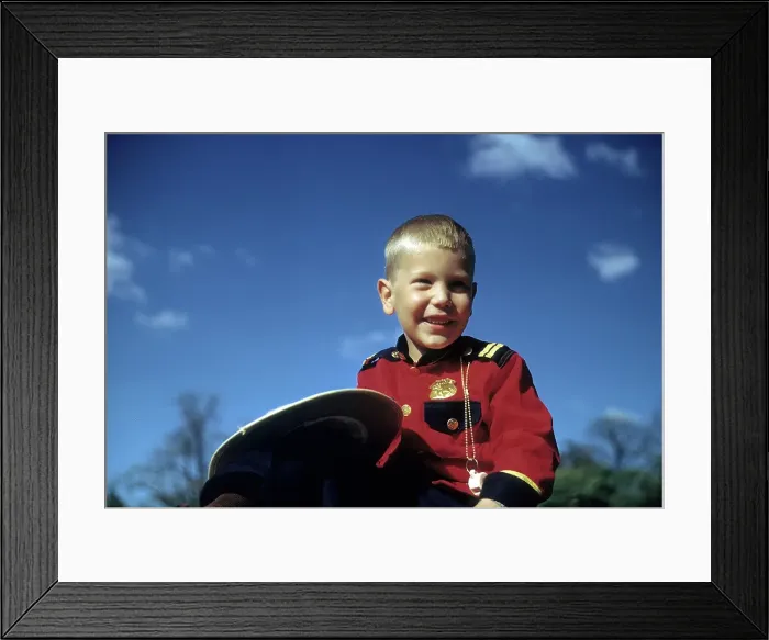 Framed Print : Boy Wears Canadian Mountie Uniform Framed Print : Boy Wears Canadian Mountie Uniform