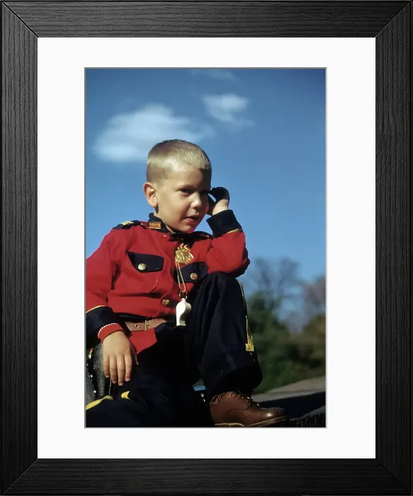 Framed Print : Boy Wears Canadian Mountie Uniform Framed Print : Boy Wears Canadian Mountie Uniform