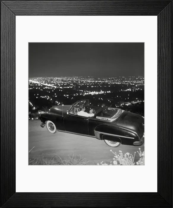 Framed Print : Couple In Convertible On Mulholland Drive Framed Print : Couple In Convertible On Mulholland Drive