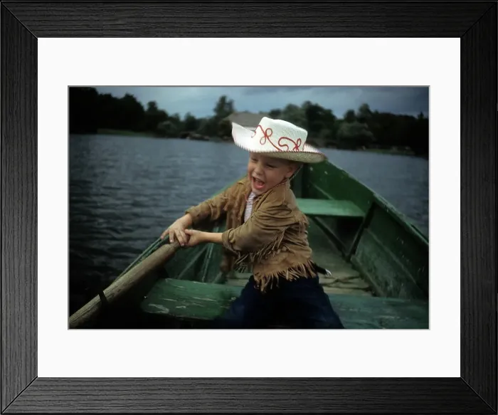 Framed Print : Boy Rows A Boat Framed Print : Boy Rows A Boat