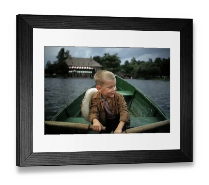 Framed Print : Boy Rows A Boat Framed Print : Boy Rows A Boat