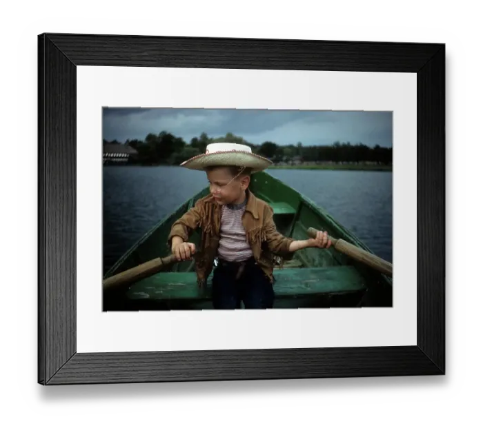 Framed Print : Boy Rows A Boat Framed Print : Boy Rows A Boat