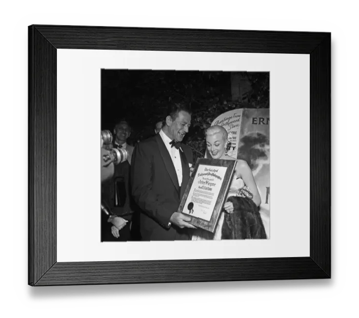 Framed Print : John Wayne Receives Hollywood Press Citation Framed Print : John Wayne Receives Hollywood Press Citation