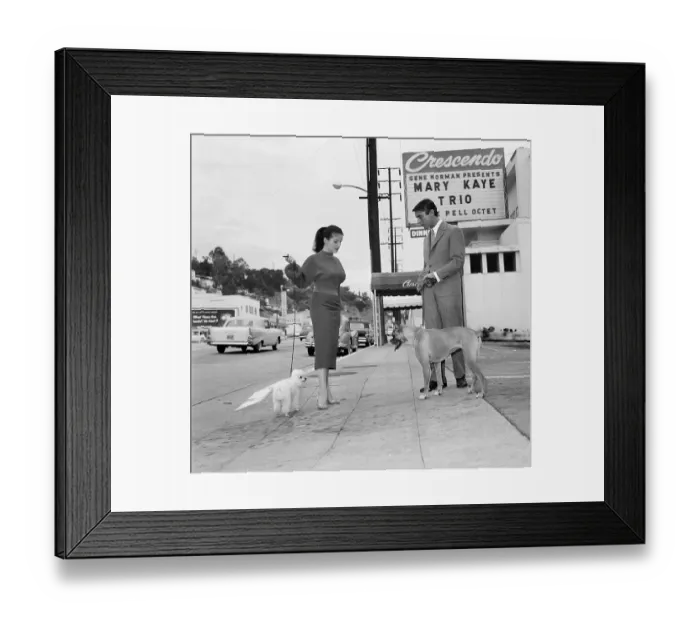 Framed Print : Crescendo. LOS ANGELES, CA - DECEMBER 1954: Actor Robert Evans with his