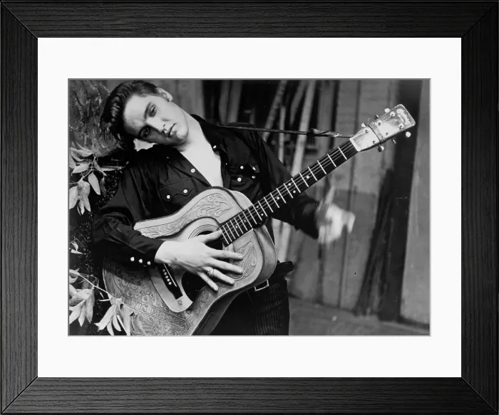 Framed Print : Elvis Presley portrait with an acoustic guitar Framed Print : Elvis Presley portrait with an acoustic guitar